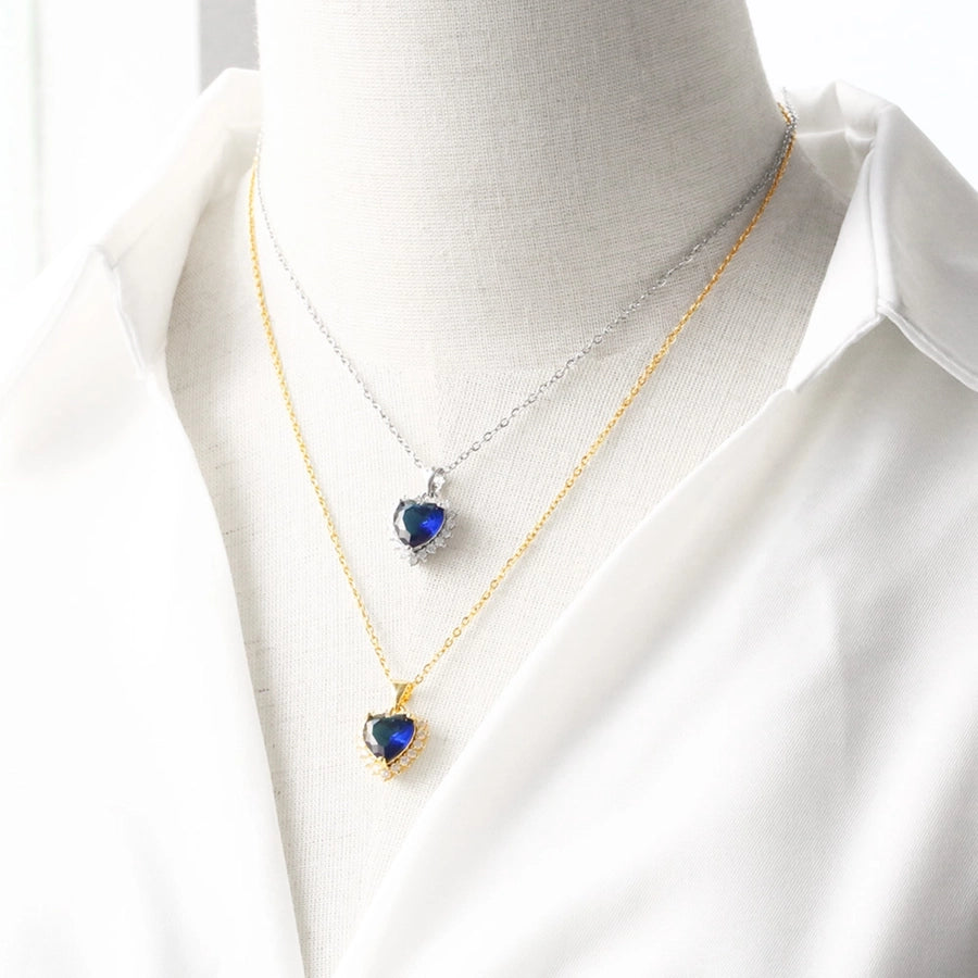 Jewelry Modern Style Simple Style Heart Shape 201 Stainless Steel Copper Zircon 18K Gold Plated Inlay Pendant Necklace