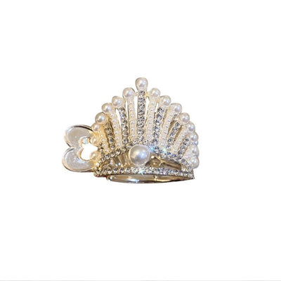 fashion bunny ears crown alloy plating inlay artificial gemstones pearl hair claws 1 piece