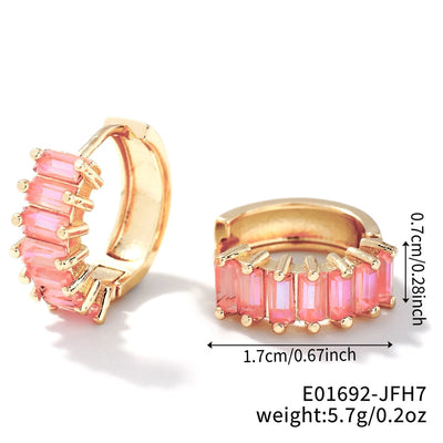 1 Pair Casual Glam Shiny Solid Color Inlay Copper Zircon K Gold Plated Rhodium Plated Ear clip