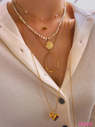 Jewelry Simple Style Geometric 304 Stainless Steel 18K Gold Plated Pendant Necklace