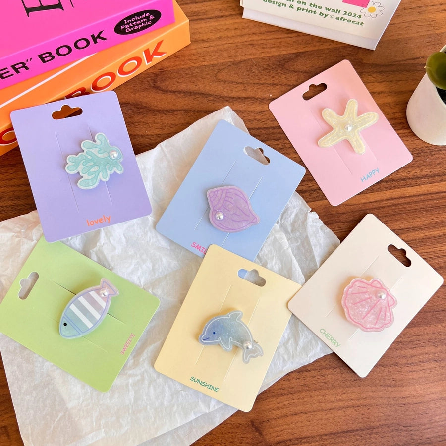 Women's Marine Style Starfish Fish Arylic Hair Clip