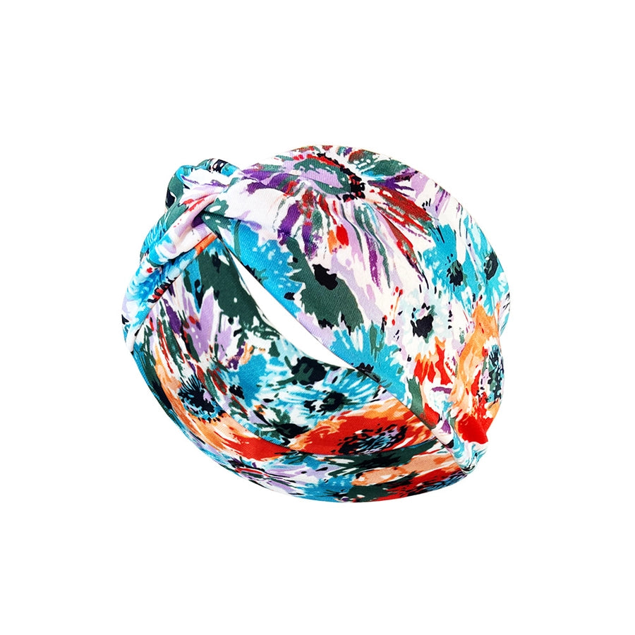 fashion color block flower cloth hair band 1 piece