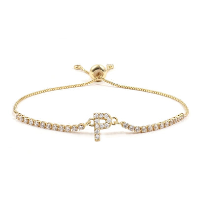 Copper Inlay Letter Zircon Bracelets