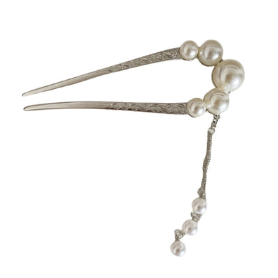 elegant classical geometric imitation pearl alloy plating hairpin