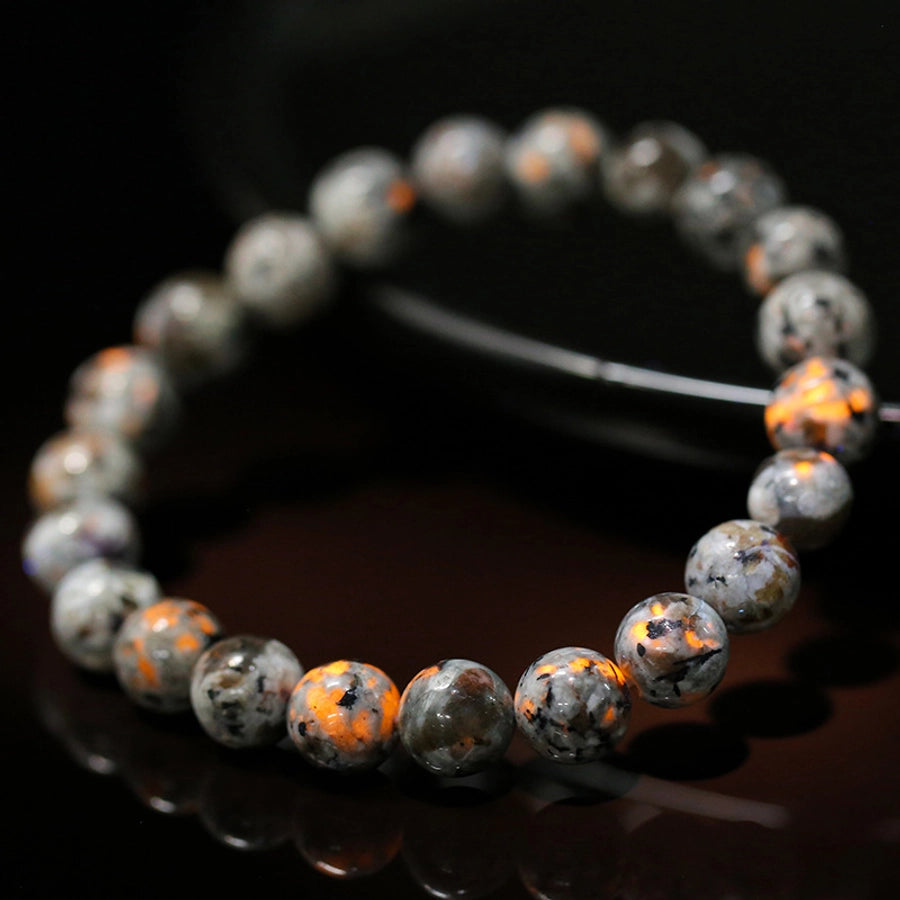 6/8/10mm Flame Stone Bracelet European and American Ins Punk Natural Flame Stone Beaded Bracelet Men and Women Jewelry