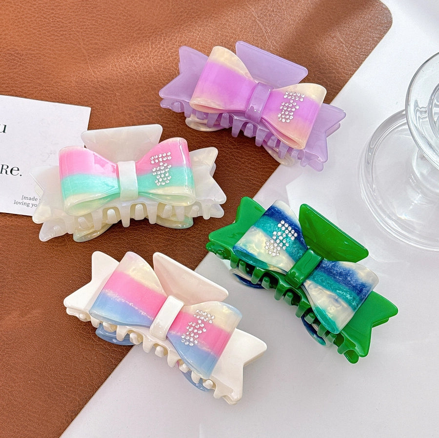 Women's Elegant Sweet Bow Knot Acetic acid sheets Inlay Rhinestones Hair Claws