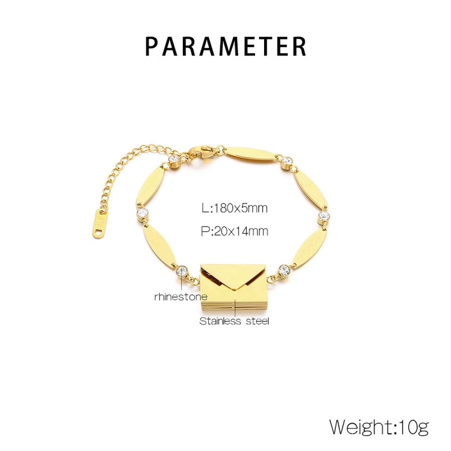 Elegant envelope Oval 304 Stainless Steel 18K Gold Plated  Bracelets In Bulk