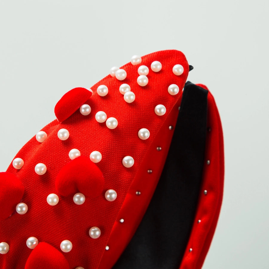 women's sweet heart shape imitation pearl cloth plating inlay pearl hair band