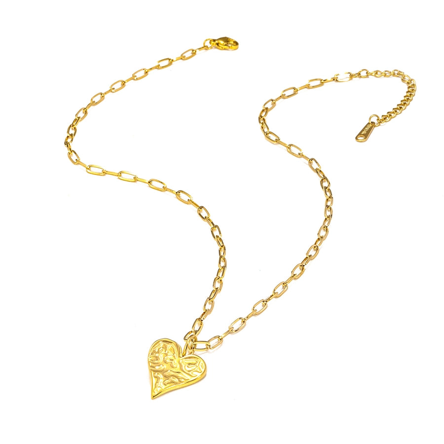 Jewelry Simple Style Heart Shape 304 Stainless Steel 18K Gold Plated Pendant Necklace