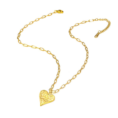 Jewelry Simple Style Heart Shape 304 Stainless Steel 18K Gold Plated Pendant Necklace