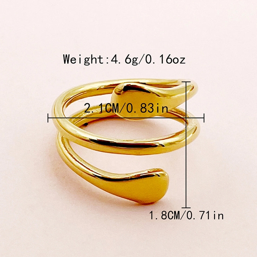 Jewelry Casual Basic Simple Style Asymmetrical Solid Color 304 Stainless Steel 14K Gold Plated Plating Rings