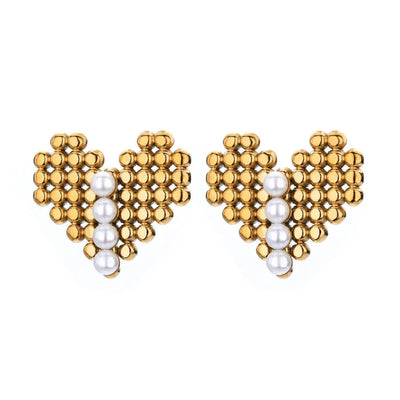 1 Pair IG Style Simple Style Geometric Copper Imitation Pearl 18K Gold Plated Ear Studs