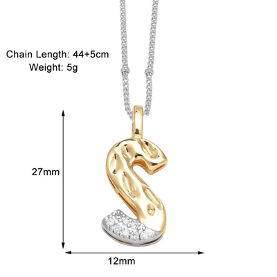Jewelry Modern Style Simple Style letter 201 Stainless Steel Copper Zircon 18K Gold Plated Mixed Metal Inlay Pendant Necklace