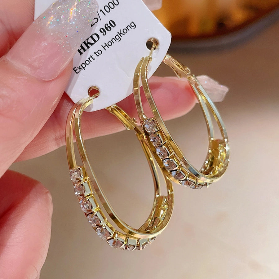 1 Pair Elegant Geometric Solid Color Copper Hoop Earrings