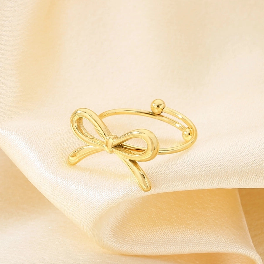 Jewelry Simple Style Bow Knot 304 Stainless Steel 18K Gold Plated Open Rings