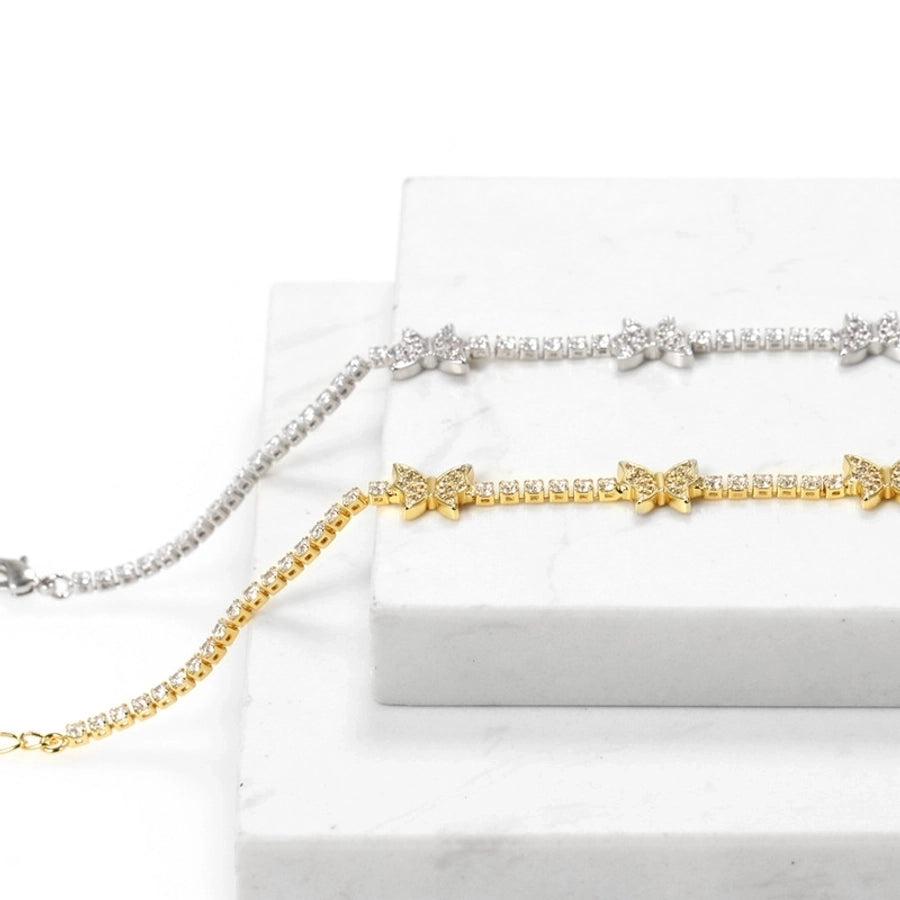 Copper 18K Gold Plated Inlay Butterfly Zircon Bracelets
