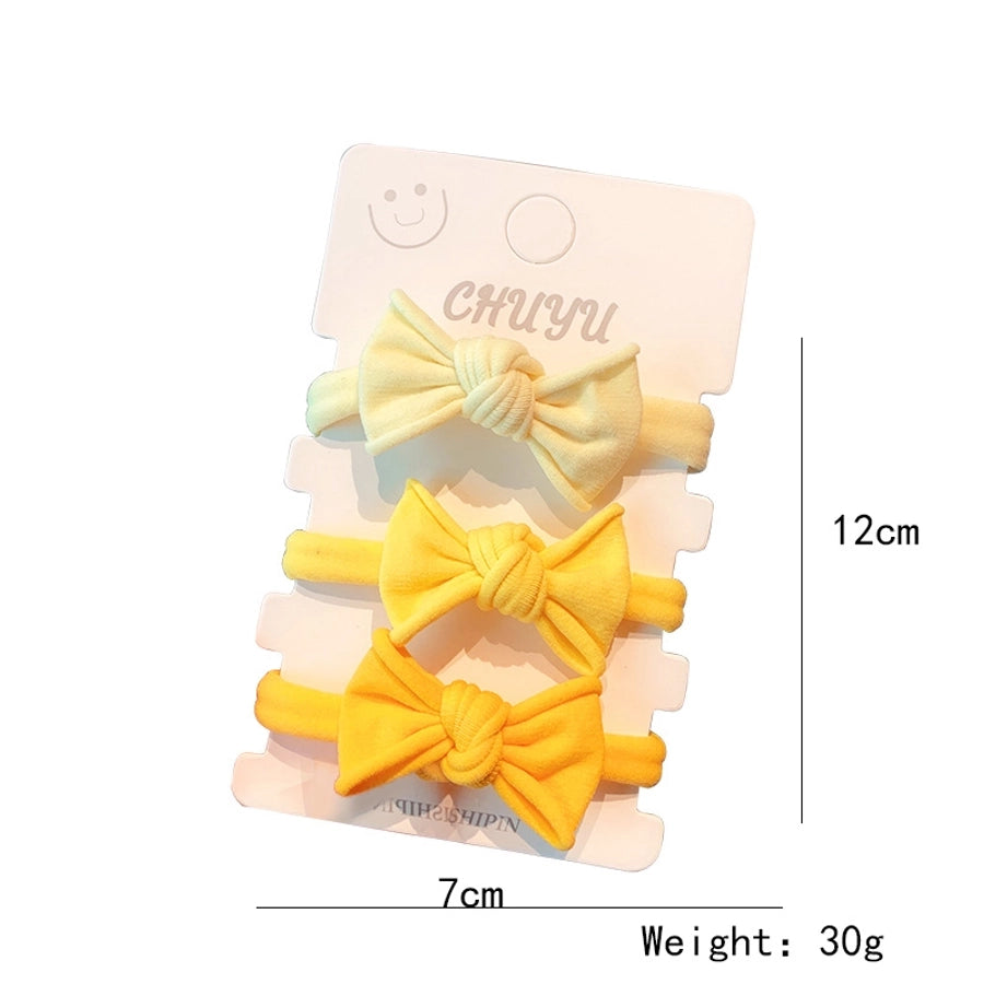 cute rainbow fluorescent solid color bow tie ponytail head rope set