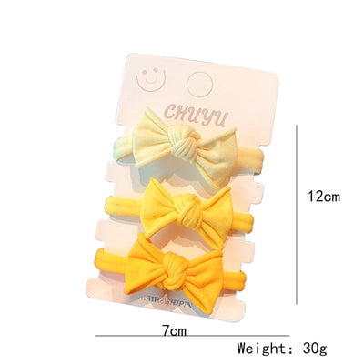 cute rainbow fluorescent solid color bow tie ponytail head rope set