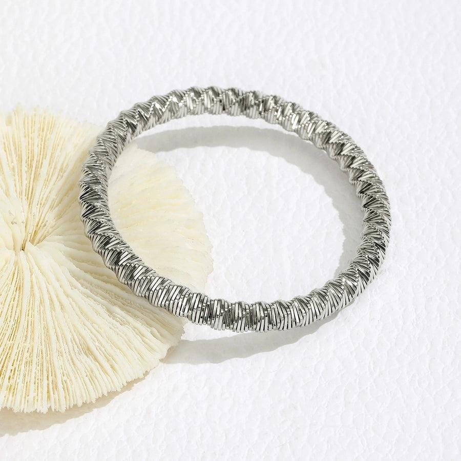 Simple Style Solid Color 304 Stainless Steel Bangle In Bulk