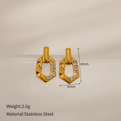 1 Pair Elegant Vintage Style Geometric 304 Stainless Steel Zircon Ear Studs