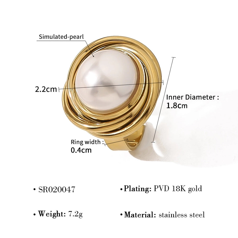 Jewelry Retro Vacation Geometric 304 Stainless Steel 18K Gold Plated Open Rings