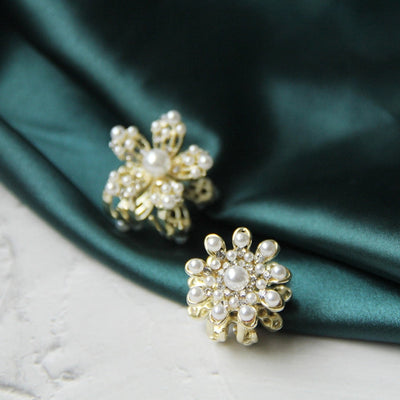 fashion flower bow knot alloy plating inlay rhinestones pearl hair claws 1 piece