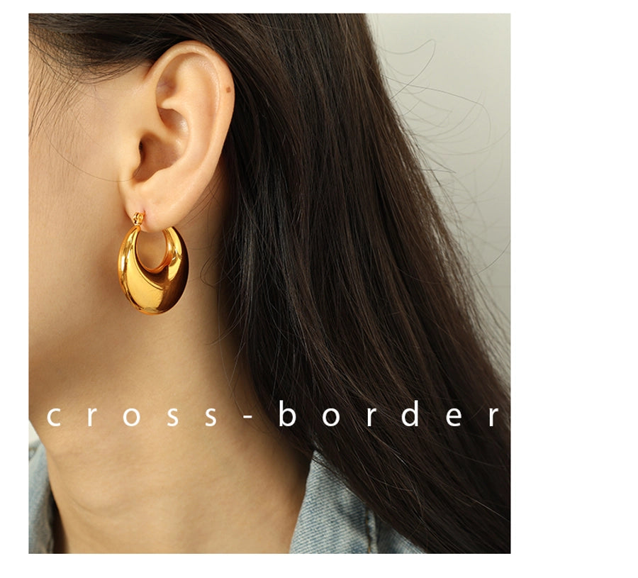 1 Pair Elegant French Style Commute U Shape Semicircle Polishing Plating 304 Stainless Steel 18K Gold Plated Earrings