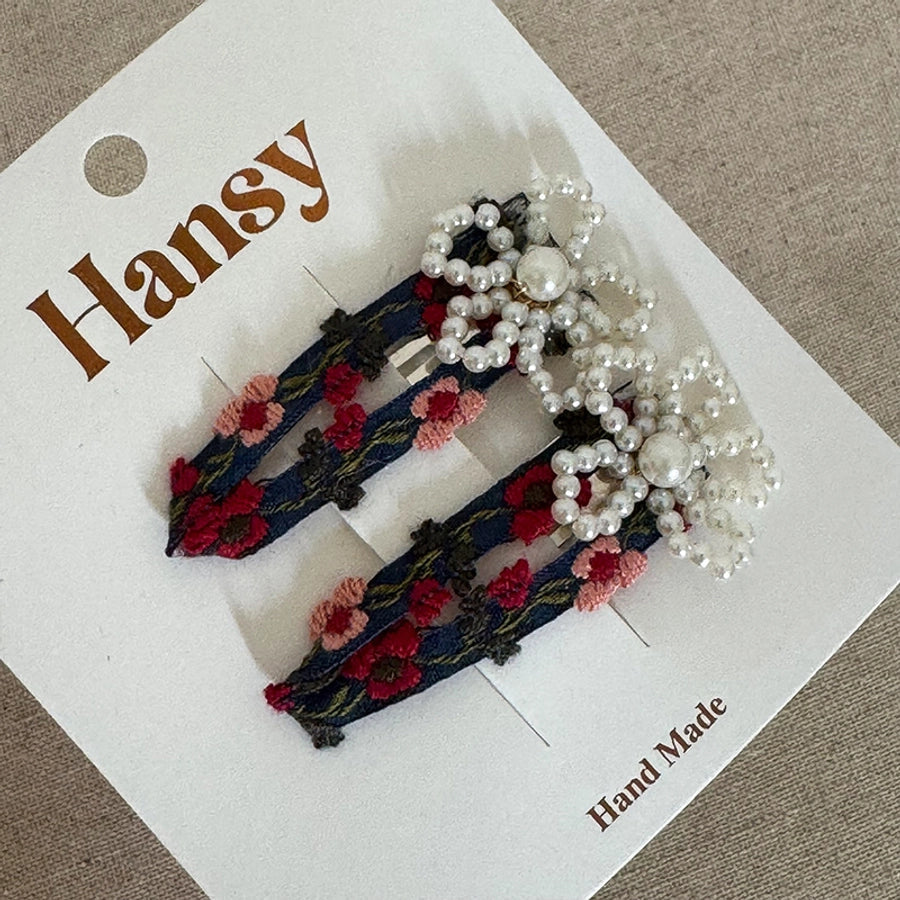 Women's Sweet Flower Cloth Hair Clip