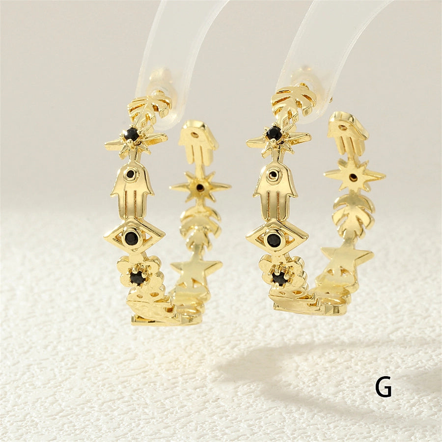 1 Pair IG Style Exaggerated Streetwear Devil's Eye  Inlay Copper Zircon 18K Gold Plated Ear Studs