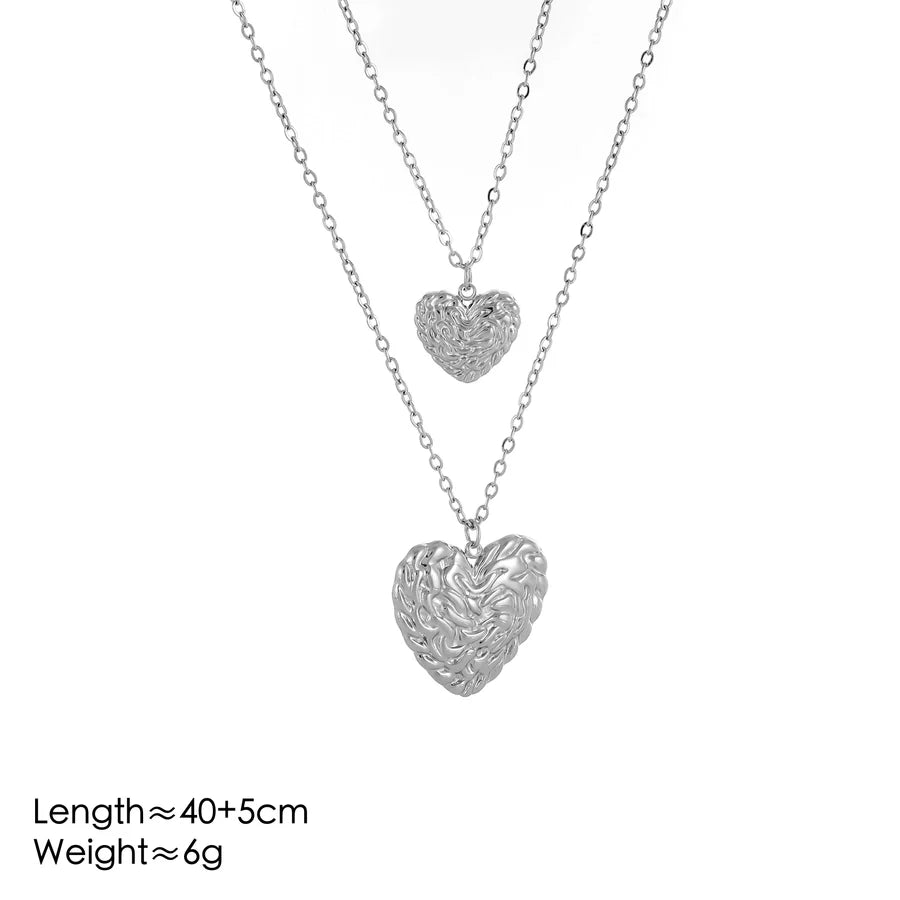Jewelry Vintage Style Simple Style Heart Shape 304 Stainless Steel 18K Gold Plated Earrings Necklace