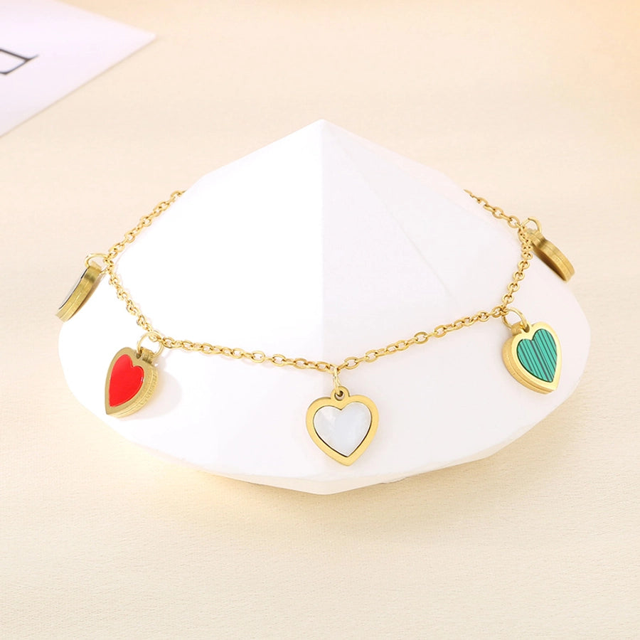 Simple Style Heart Shape 304 Stainless Steel 18K Gold Plated Bracelets In Bulk