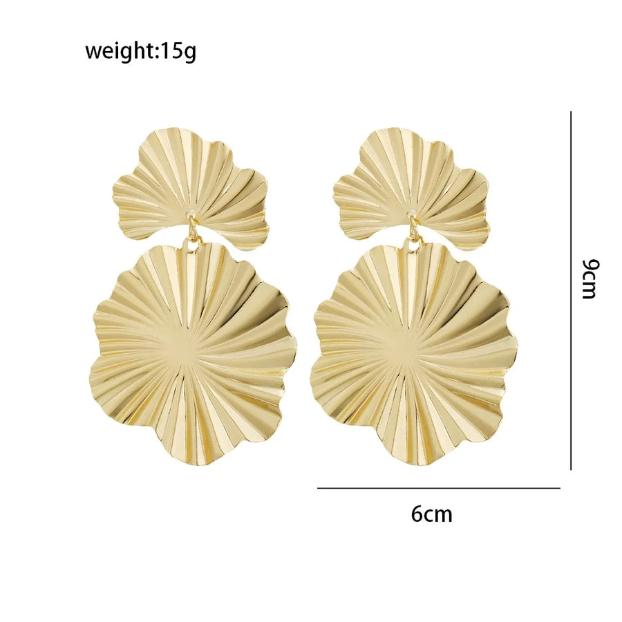1 Pair Elegant Leaves Plating 304 Stainless Steel 18K Gold Plated Drop Earrings