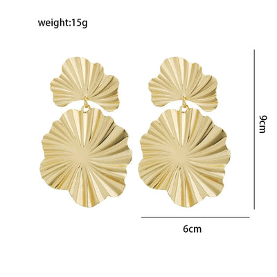 1 Pair Elegant Leaves Plating 304 Stainless Steel 18K Gold Plated Drop Earrings