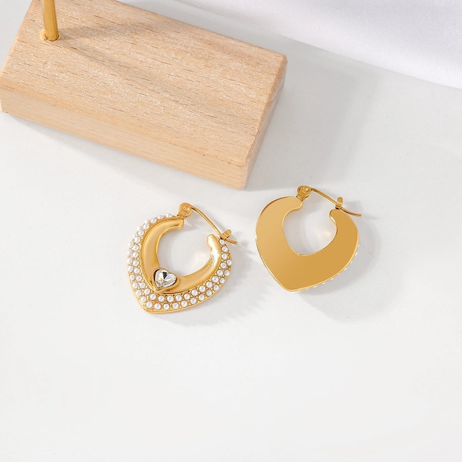 1 Pair Elegant Cute U Shape Geometric 304 Stainless Steel Artificial Pearls Earrings Ear Studs