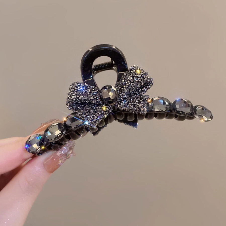 Full diamond bow large hair clip high-grade updo hairpin female back spoon  New elegant clip headdress