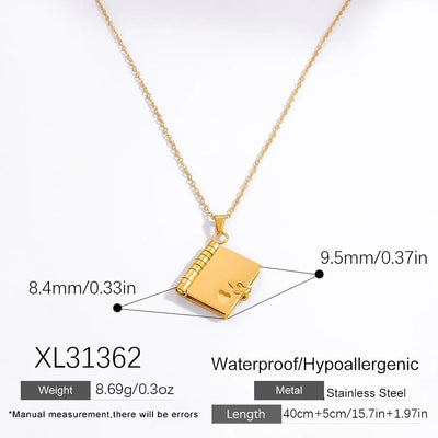 Jewelry Vintage Style Classic Style Book envelope Heart Shape Titanium Steel Plating Pendant Necklace