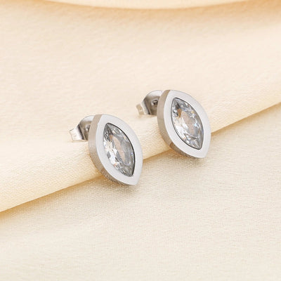 1 Pair Vintage Style Water Droplets Hollow Out Inlay 304 Stainless Steel Zircon 18K Gold Plated Ear Studs