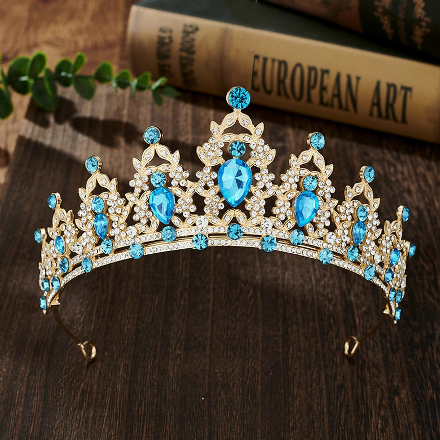 glam luxurious lady crown alloy plating inlay zircon crown