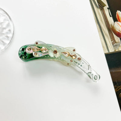 Elegant three-petal flower banana clip large vertical clip Diamond-embedded ponytail clip flower vertical card high-end hairpin hairpin manufacturer