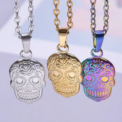 Jewelry Casual Hip-Hop Funny Skull 304 Stainless Steel 18K Gold Plated Plating Pendant Necklace