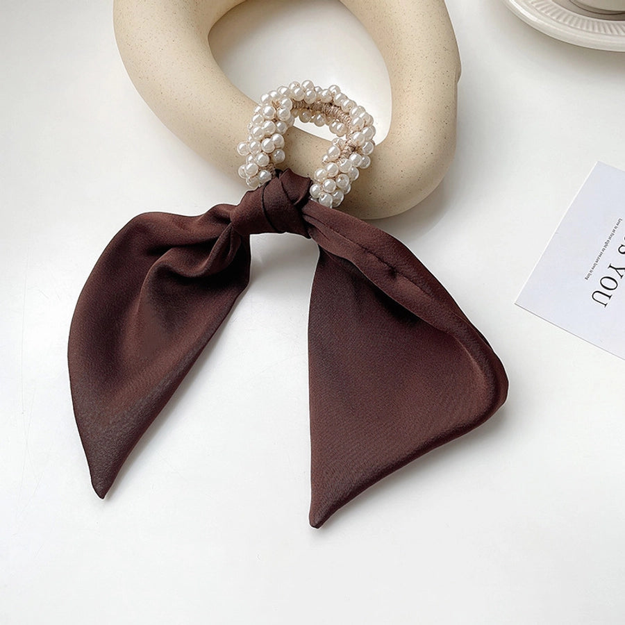 Women's Simple Style Classic Style Solid Color Cloth Baroque Pearls Hair Tie