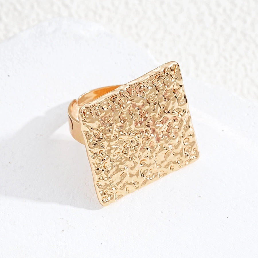 Exaggerated Square Alloy Plating Gold Plated Women's Open Rings