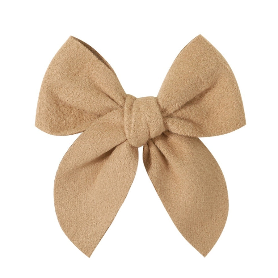 sweet solid color polyester bow knot hair clip