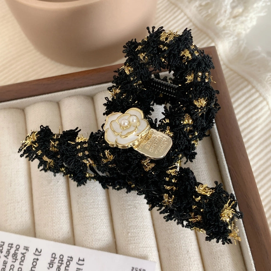 women's princess cute sweet flower plastic cloth inlaid pearls hair claws