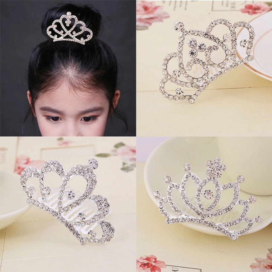 Korean style rhinestone children's crown comb hair accessories girls' performance dance performance girls' birthday gift