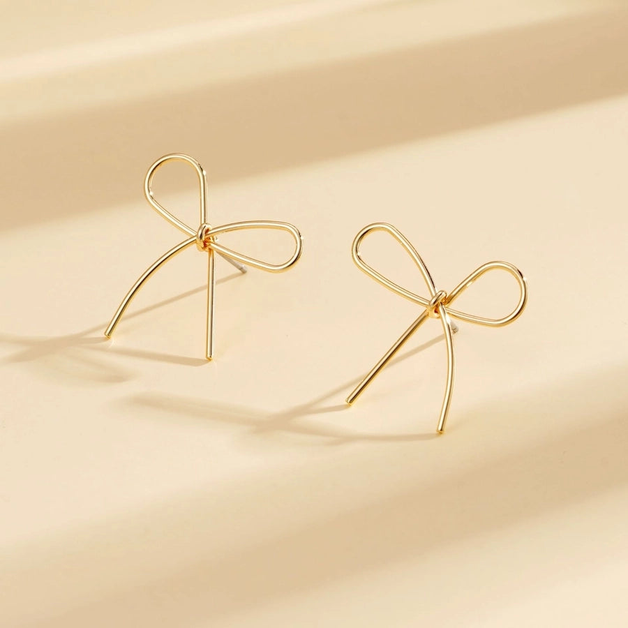 Women's bowknot earrings  lightweight  simple butterfly fashion elegant simple line ear studs earrings