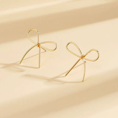 Women's bowknot earrings  lightweight  simple butterfly fashion elegant simple line ear studs earrings