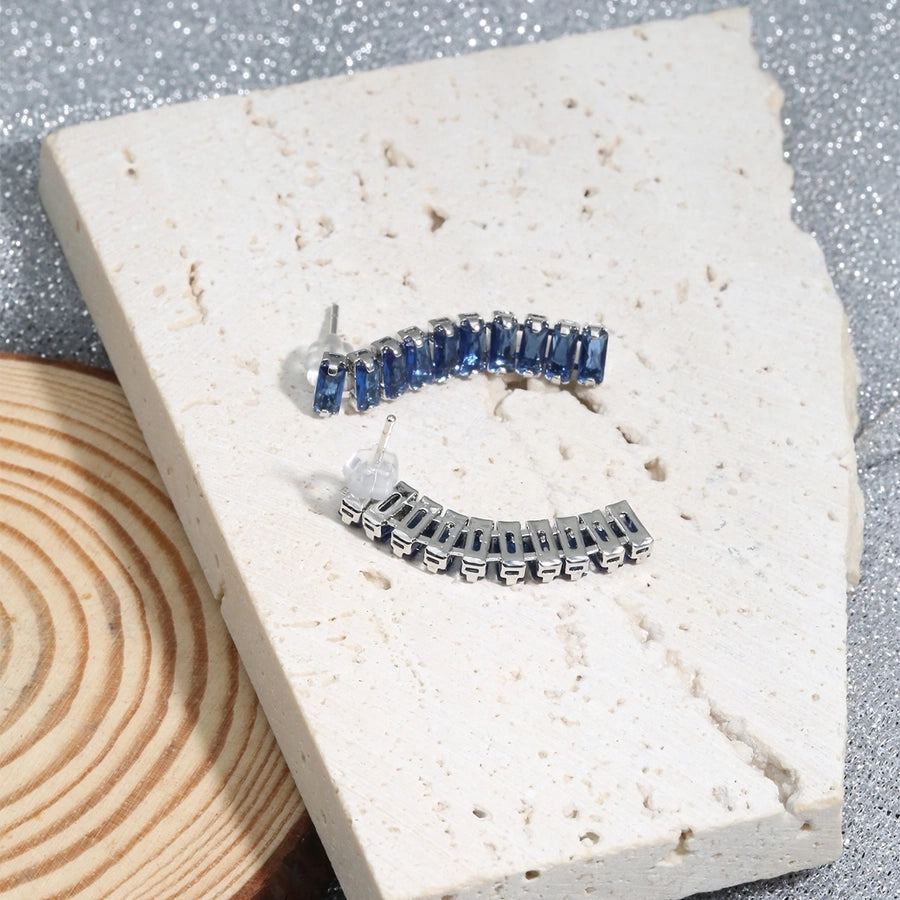 1 Pair Elegant Simple Style Commute Rectangle Plating Inlay Copper Zircon Ear Studs