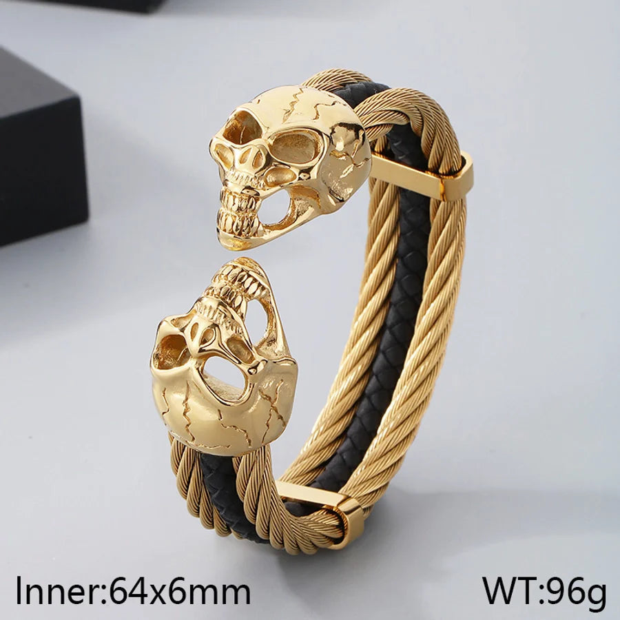 Business Lion's head Wolf Head Skull 304 Stainless Steel 18K Gold Plated Men's Bangle