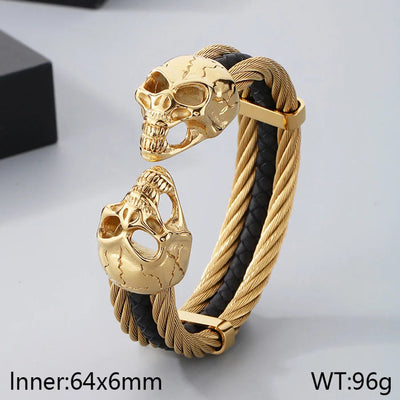 Business Lion's head Wolf Head Skull 304 Stainless Steel 18K Gold Plated Men's Bangle